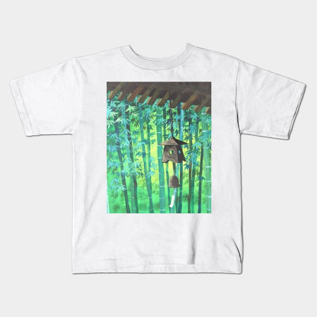 Meditation Zen Japanese Garden Wind Chime Bamboo Kids T-Shirt by Tina